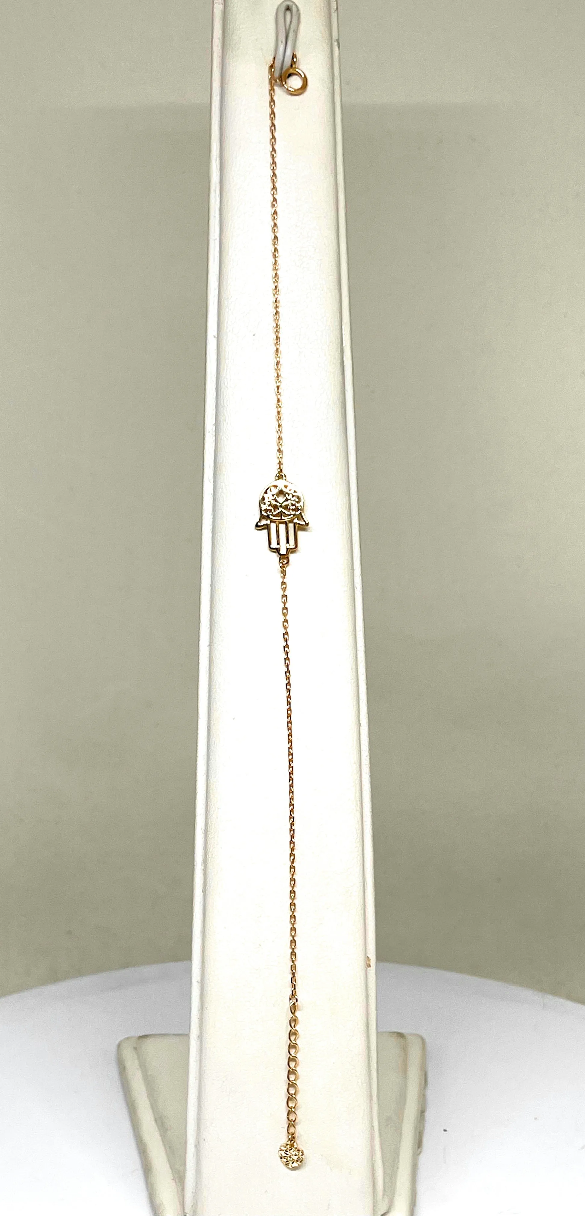 10k Solid Gold HAMSA Hand  Brracelet 8 inch (FC)