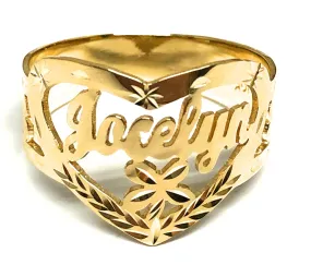 10k Solid Gold Yellow CUSTOMIZED Heart Name Ring