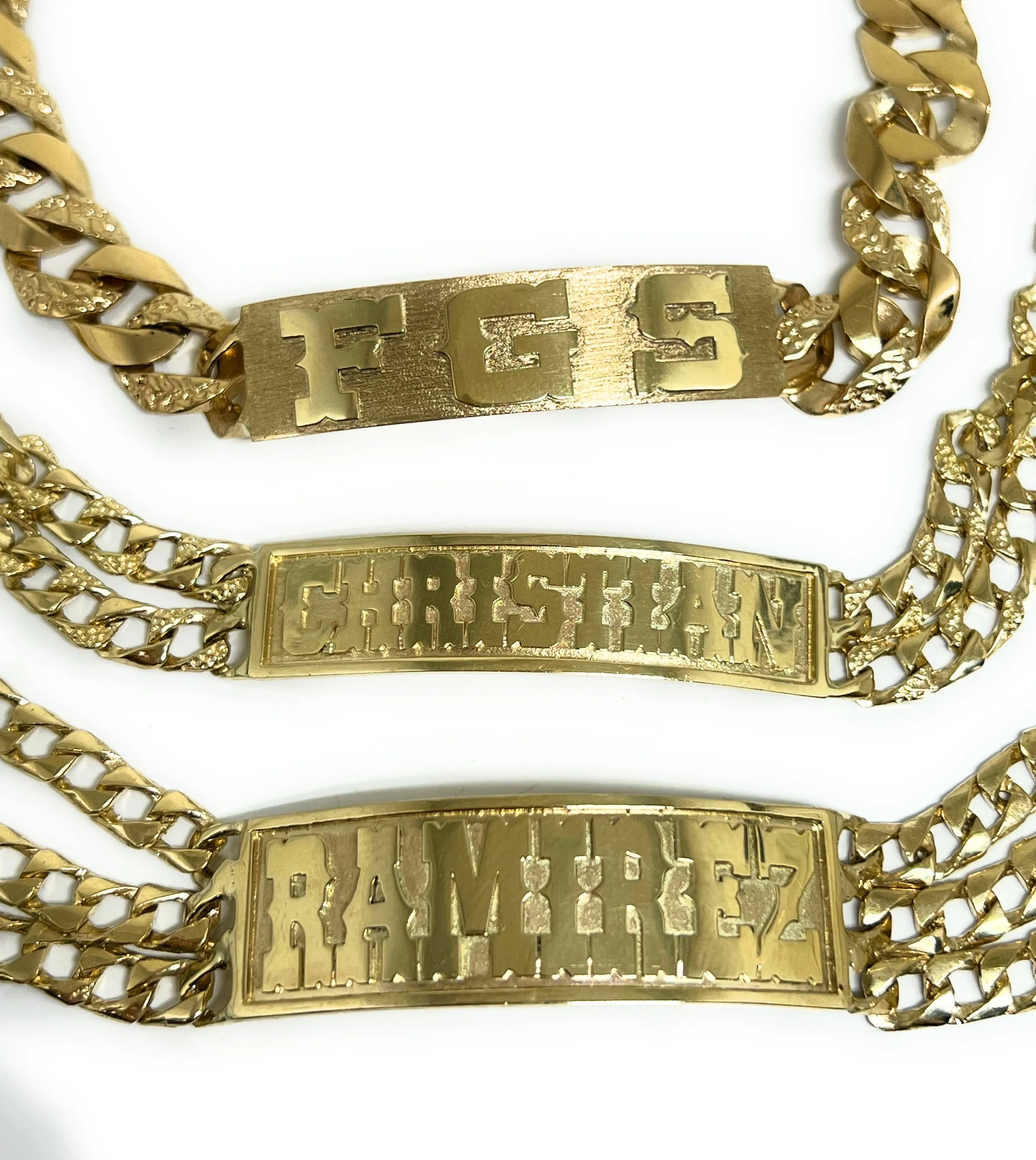 14k Solid Gold Yellow Cuban Link SUPERIMPOSED (SOBREPUESTO) CUSTOMIZED 3D NAME Brracelet 8-9 INCH