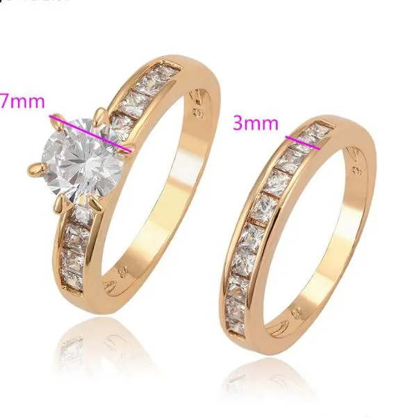 18K Gold plated Wedding Ring Set