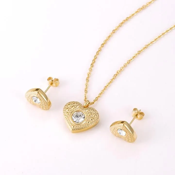 24K Gold Filled Heart Love Necklace Set