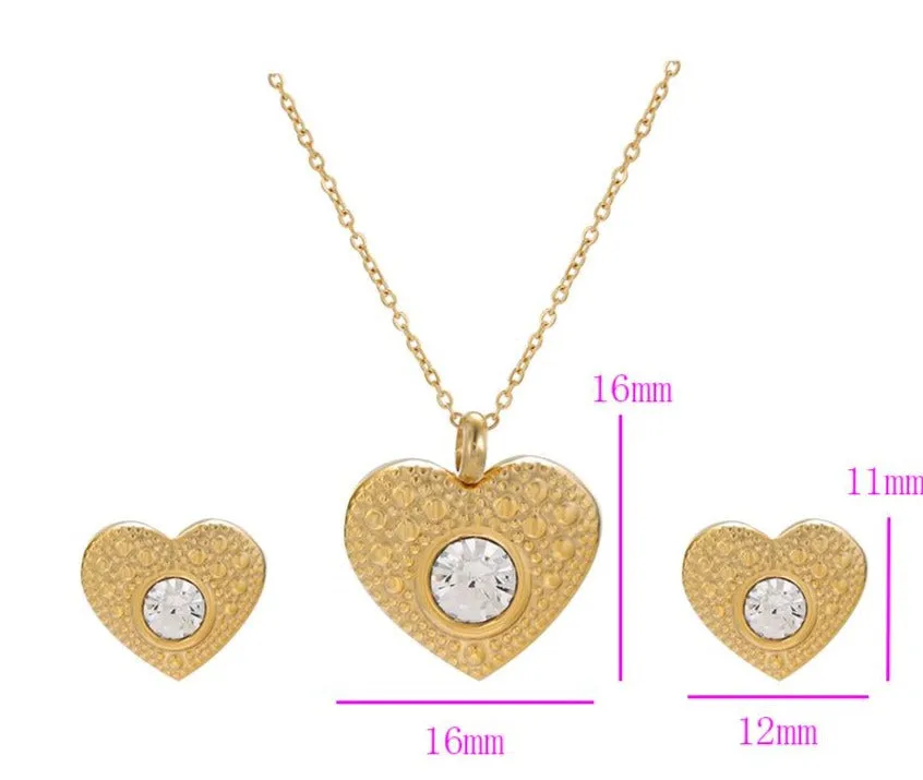 24K Gold Filled Heart Love Necklace Set