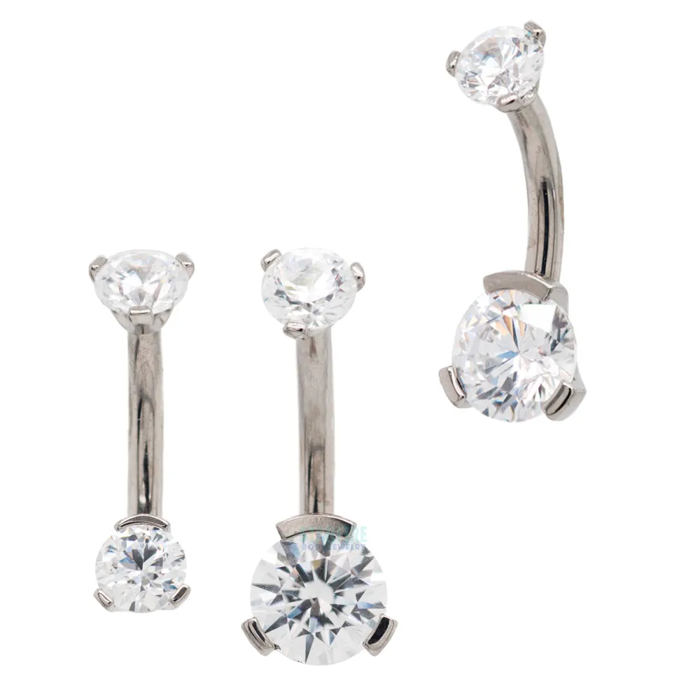 3 Prong-Set Faceted Gem Navel Curve - shorter shaft (5/16)