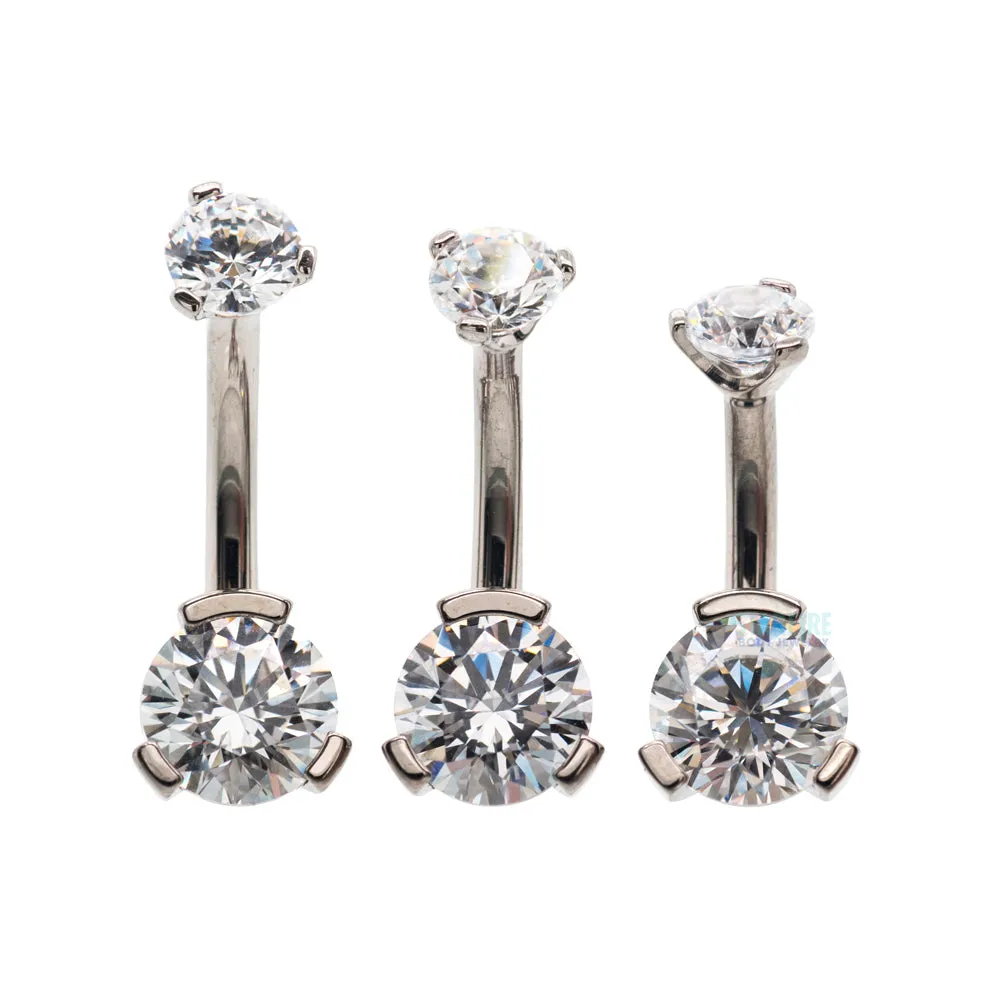 3 Prong-Set Faceted Gem Navel Curve - shorter shaft (5/16)