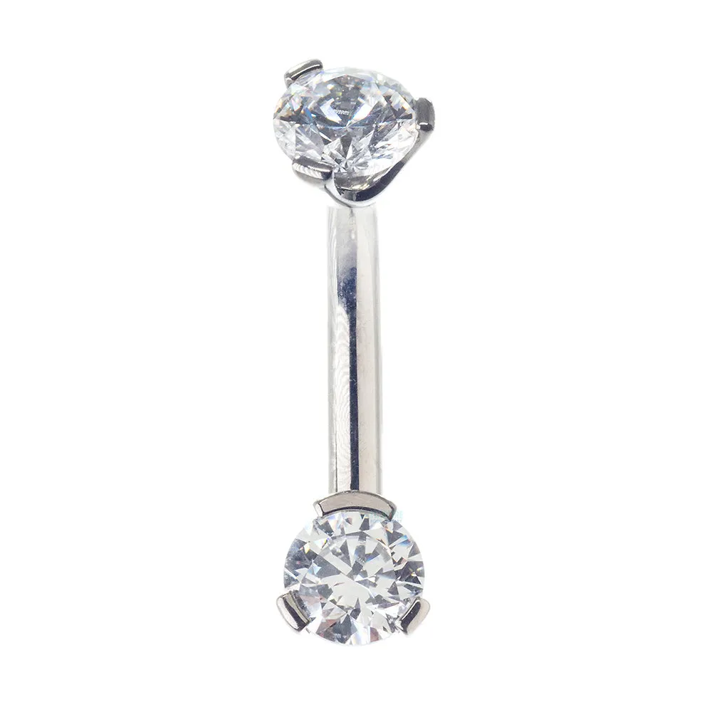 3 Prong-Set Faceted Gem Navel Curve - shorter shaft (5/16)