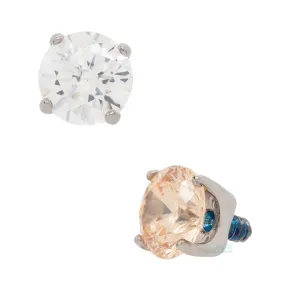 3mm Tiffany Prong-Set Brilliant-Cut Gem Threaded End