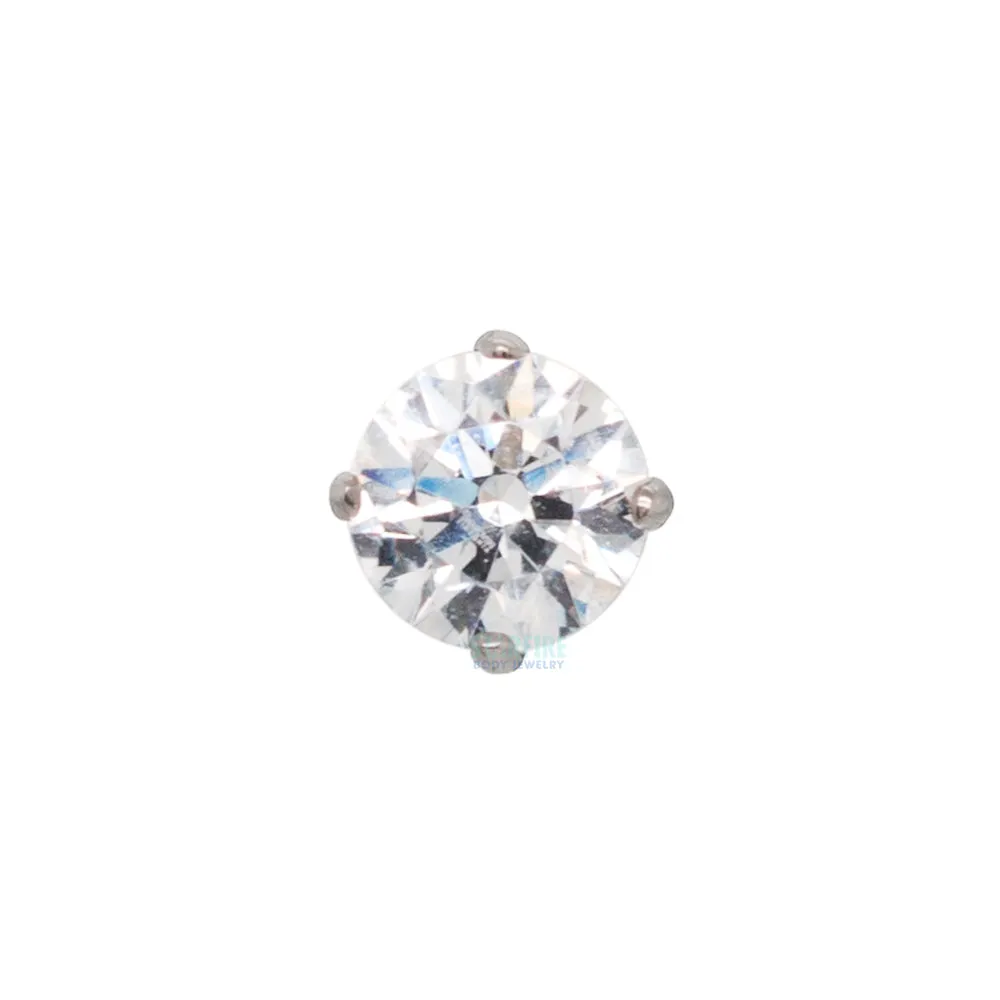 3mm Tiffany Prong-Set Brilliant-Cut Gem Threaded End