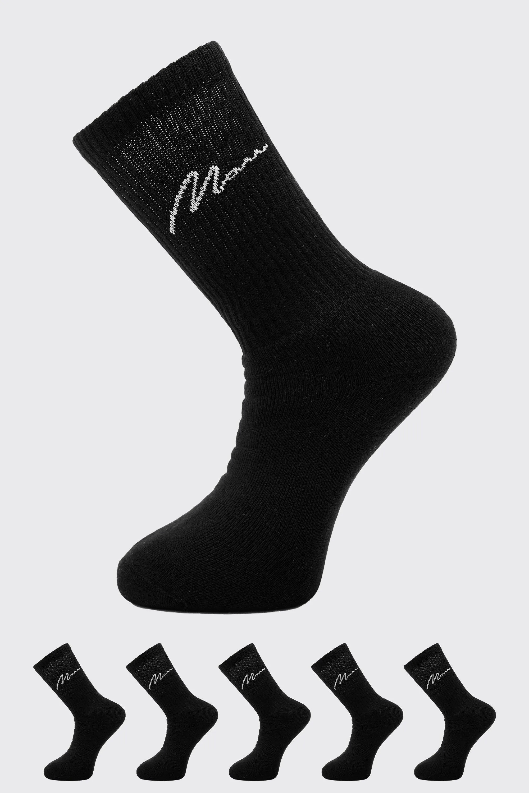 5 Pack Man Script Sport Sock