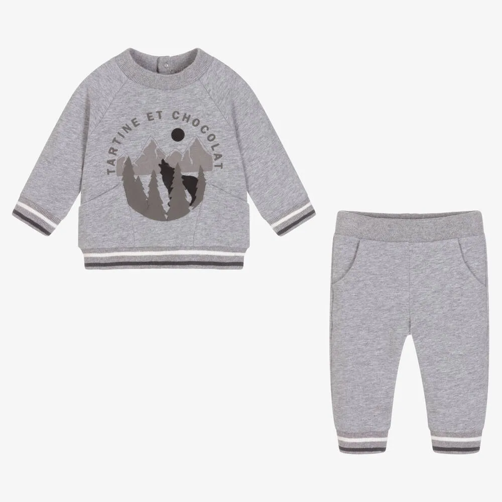 Boys Grey Cotton Tracksuit