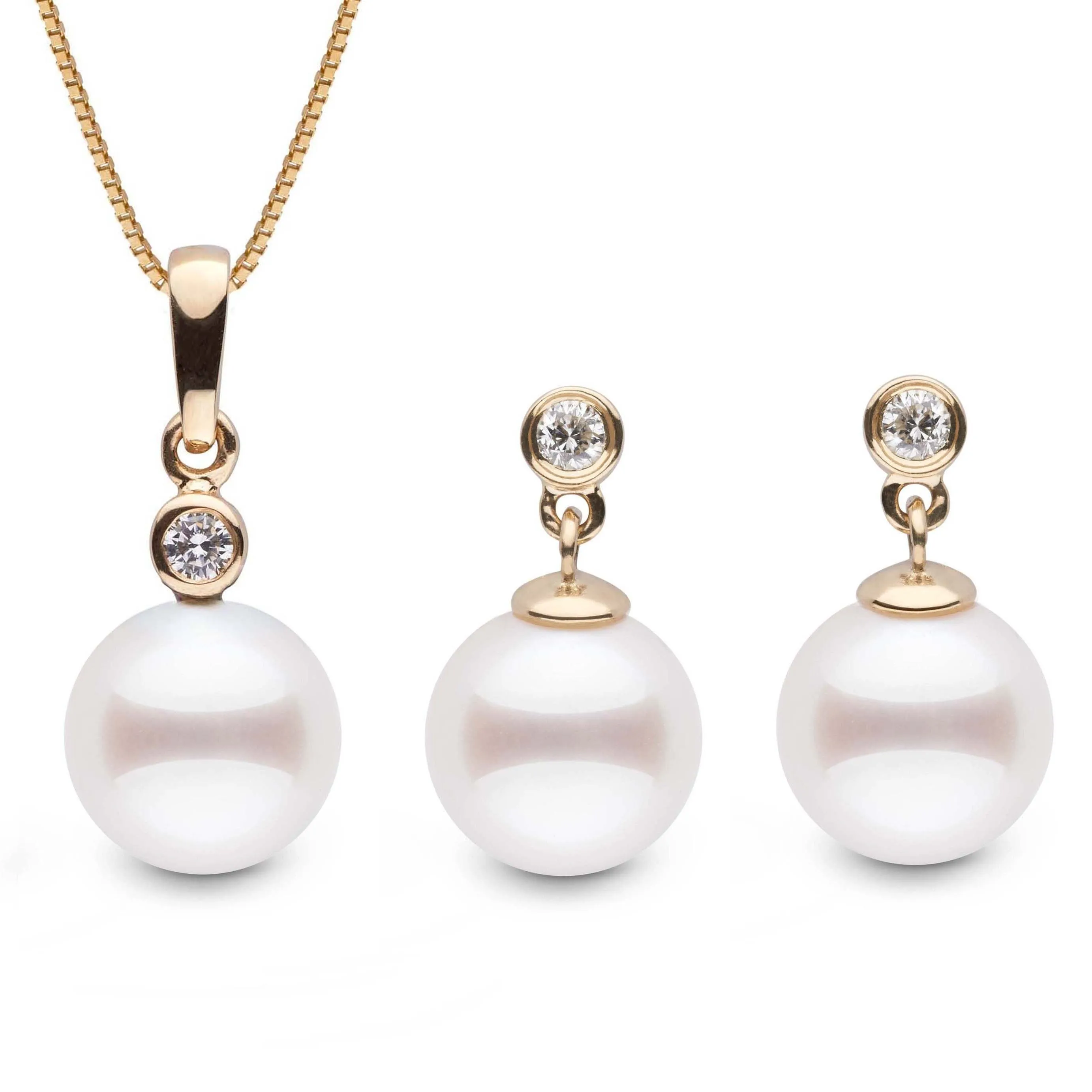 Brilliant Collection Akoya 8.5-9.0 mm Pearl & Diamond Pendant and Earrings Set