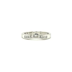 Curved Diamond Ring with Nine Accent Diamonds in 14K White Gold