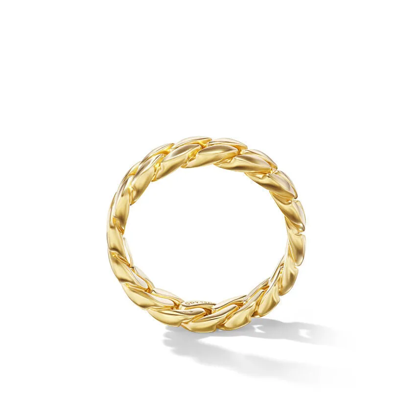 David Yurman Gents Curb Chain Band Ring in 18K Yellow Gold, 6mm