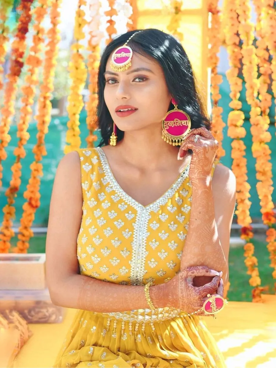 Dulhania Earrings + Maang Tikka + Hathphool Set