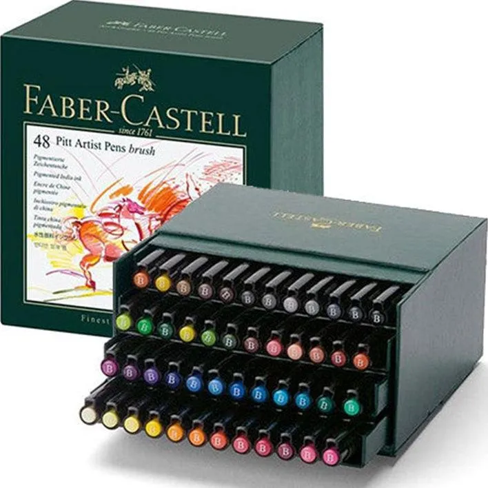 Faber-Castell 48 Pitt Artist Brush Markers Pens Set Studio Box Case