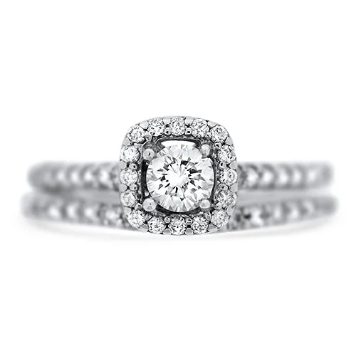 Halo Diamond Wedding Set