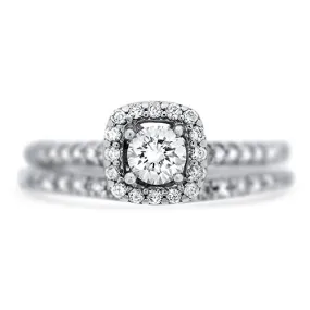 Halo Diamond Wedding Set