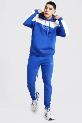 Man Roman Tape Colour Block Tracksuit | boohooMAN UK