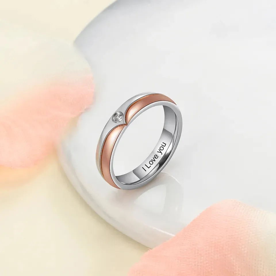 Matching Heart Promise Ring Couple Set