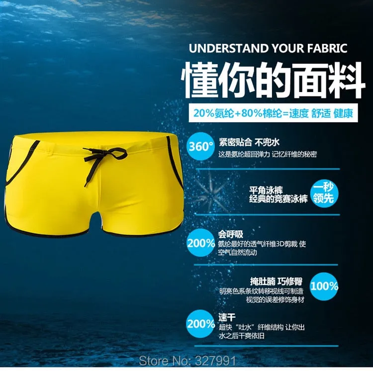 Men's Swimsuit Trunks Metrosexual Low Waist Pocket Swimwear Swimming Shorts Plus Size