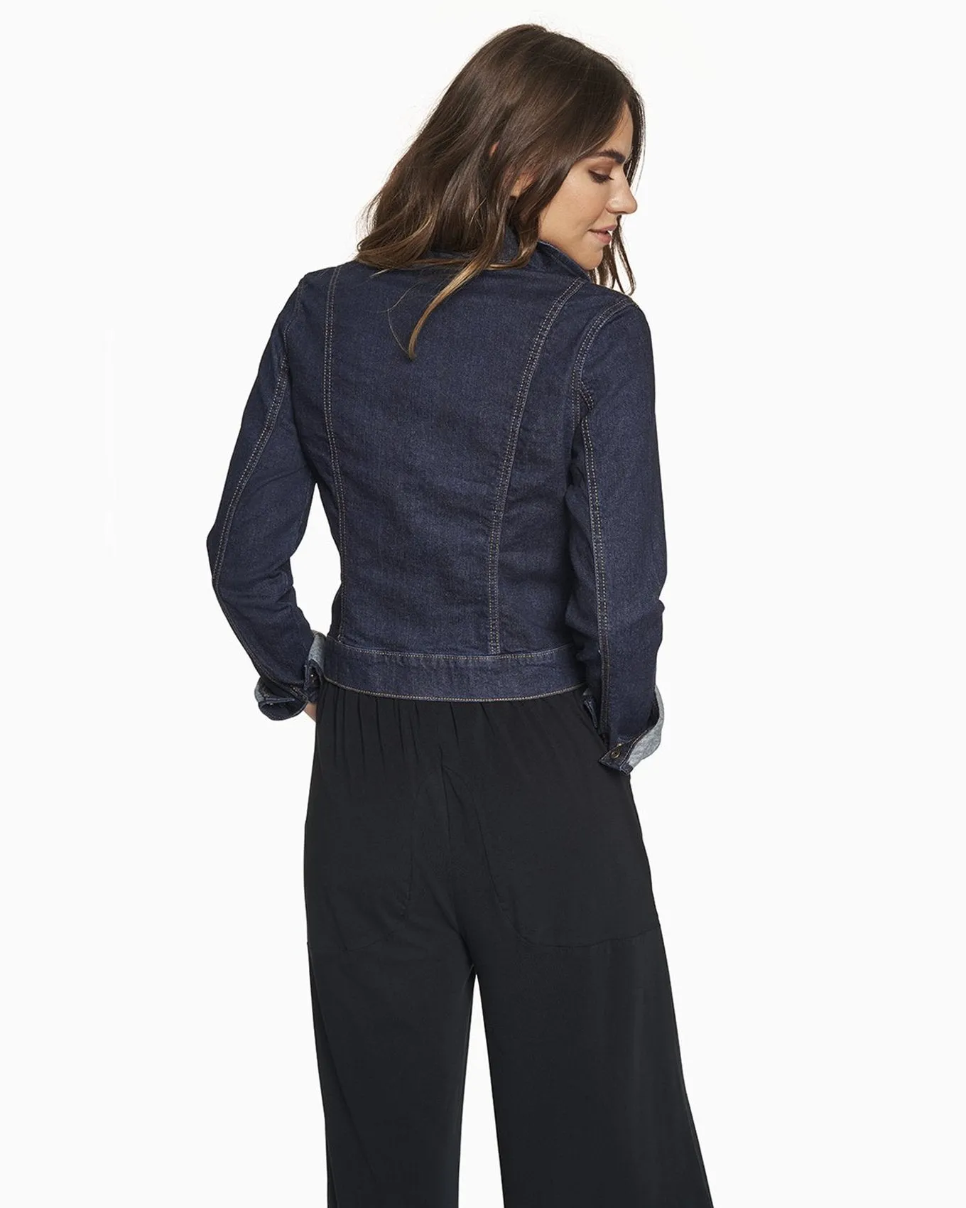 Organic Denim Fitted Snap Jacket Jacket
