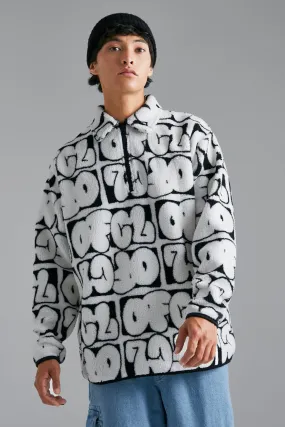 Oversized Ofcl Borg Zip Sweatshirt