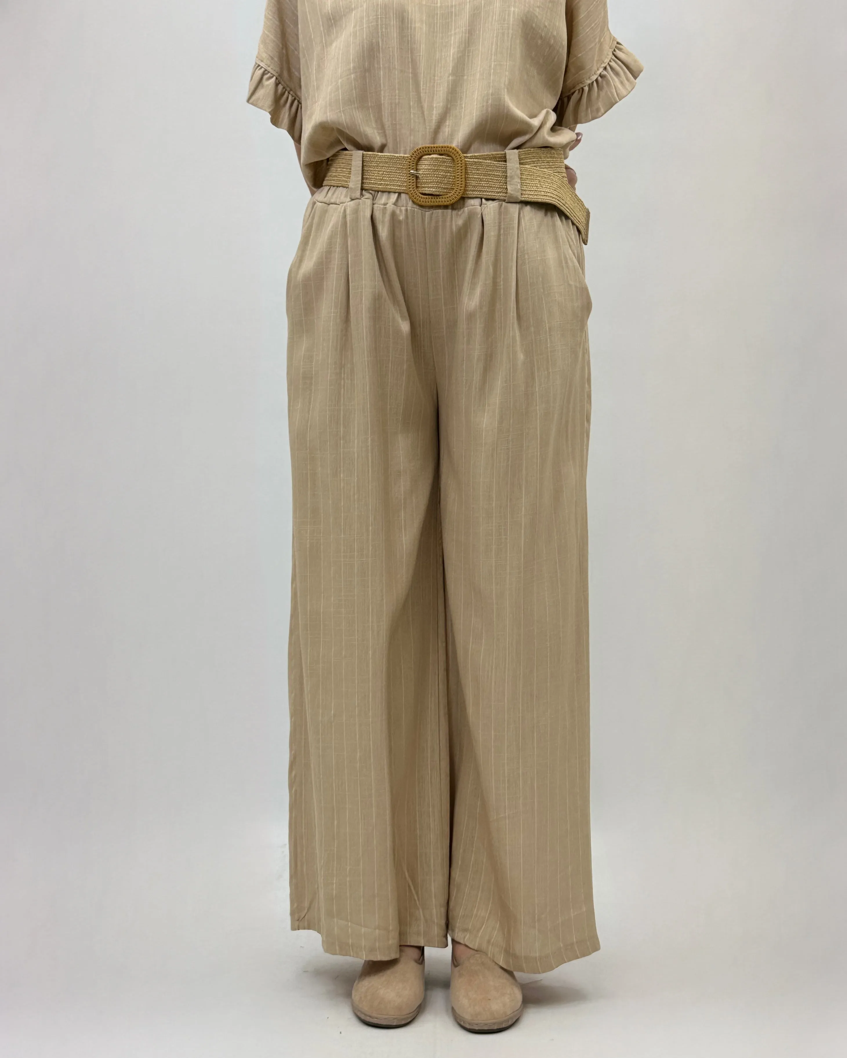 Pantaloni misto lino a righe