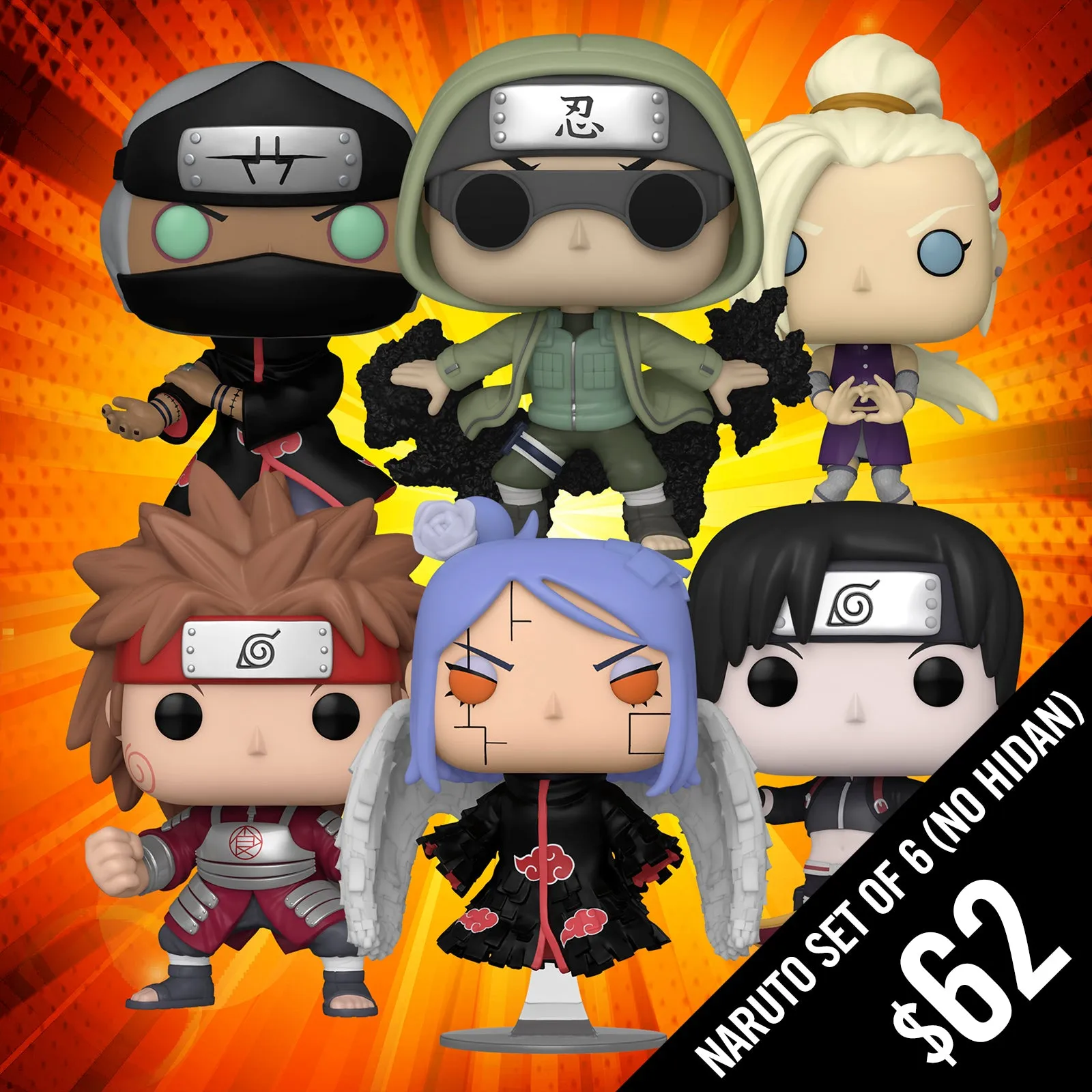 Pre-Order: Funko Pop! Naruto Shippuden S12: Set of 6 Commons (No Hidan)