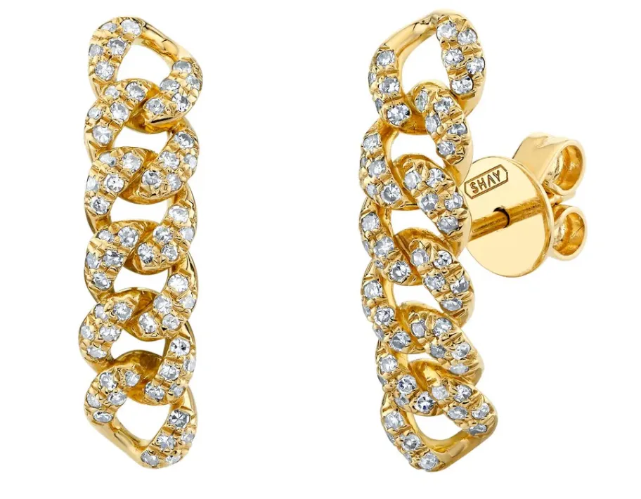 READY TO SHIP DIAMOND PAVE SIX LINK HUGGIES