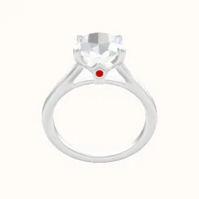 Split Cathedral Engagement Ring With Crown Four Prong w. Surprise Diamond Head