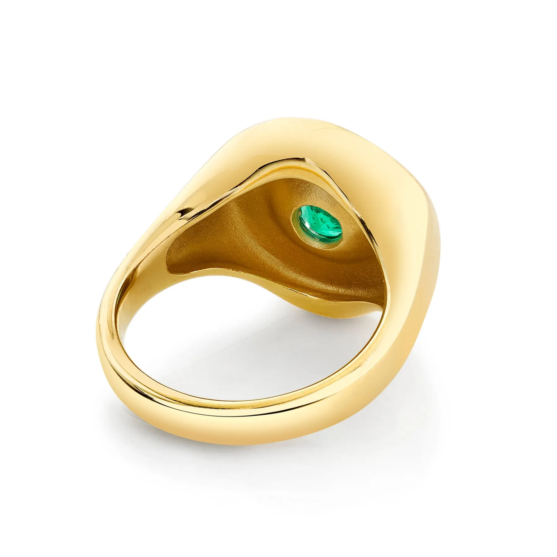 Star Set Signet Ring - Emerald / 14k Yellow Gold