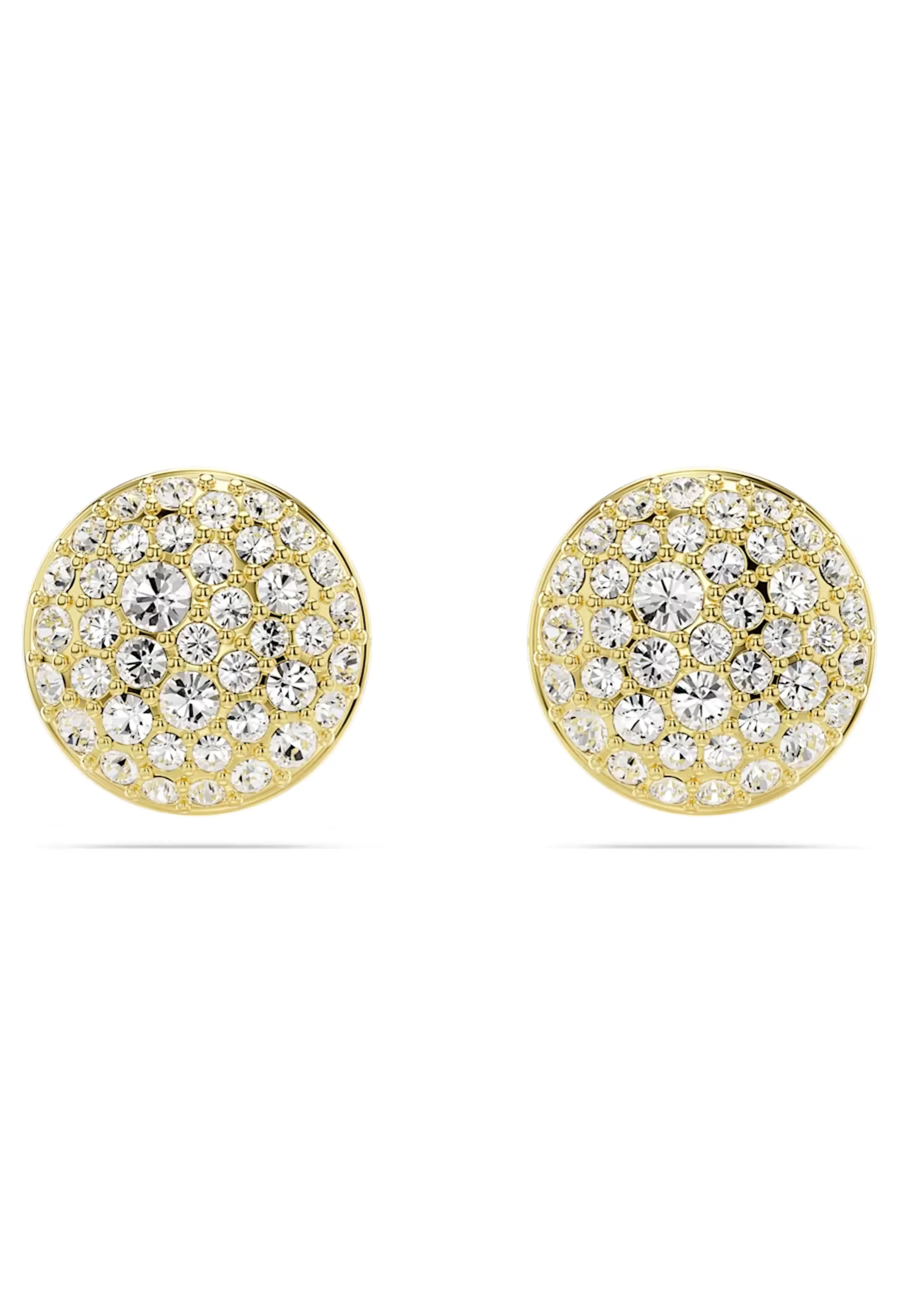 Swarovski Meteora Round Pave Set Stud Earrings Gold Plated