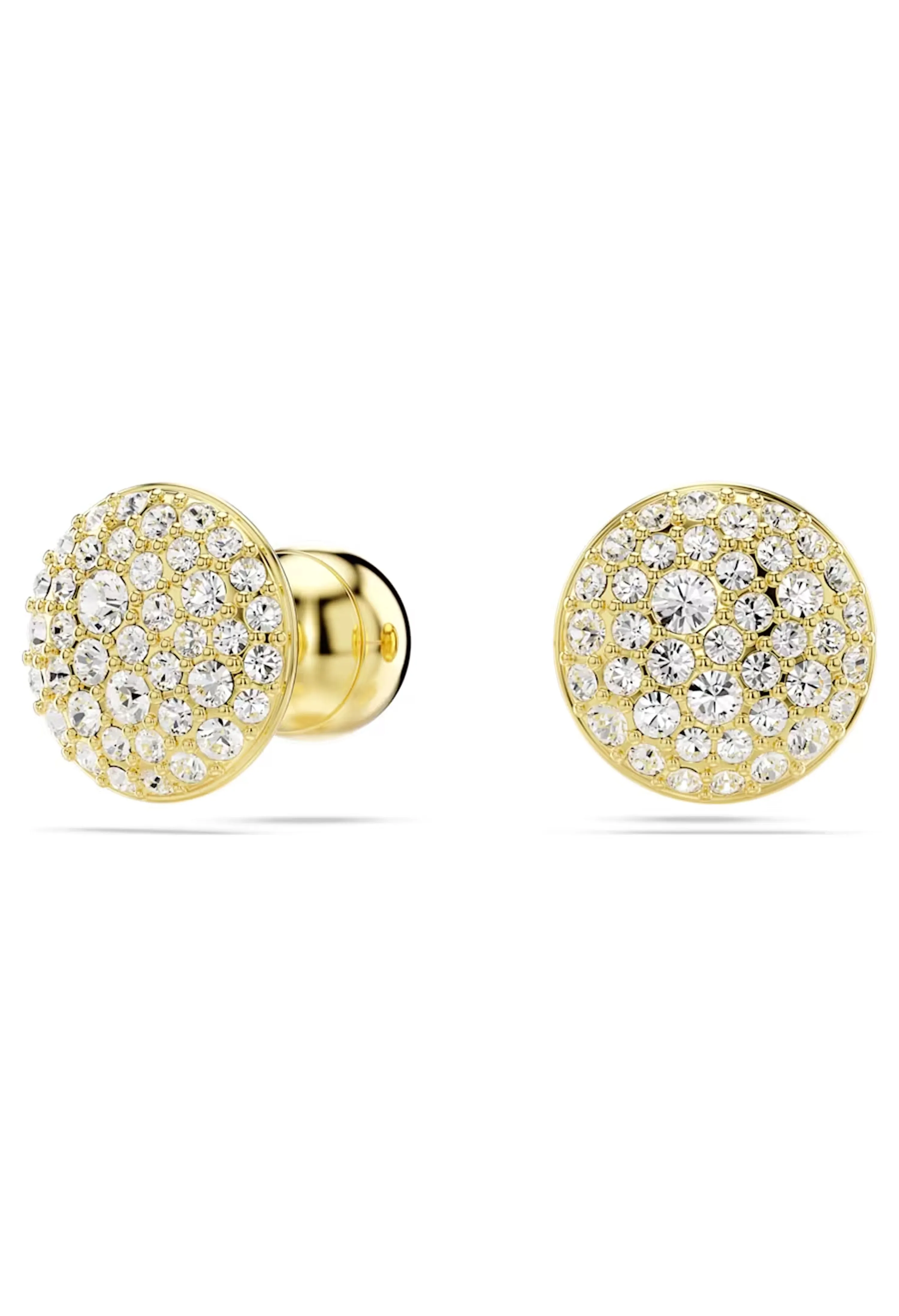 Swarovski Meteora Round Pave Set Stud Earrings Gold Plated