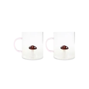 The Coffee Mug, Set of 2 - Mushroom Peek A Boo / Glass