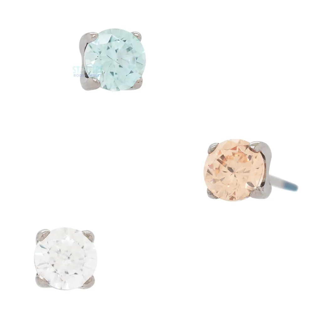 threadless: 2mm Tiffany Prong-Set Brilliant-Cut Gem End