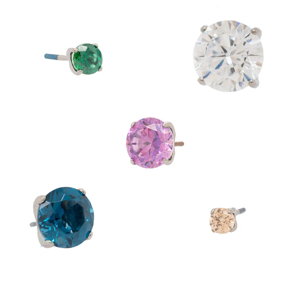 threadless: 2mm Tiffany Prong-Set Brilliant-Cut Gem End