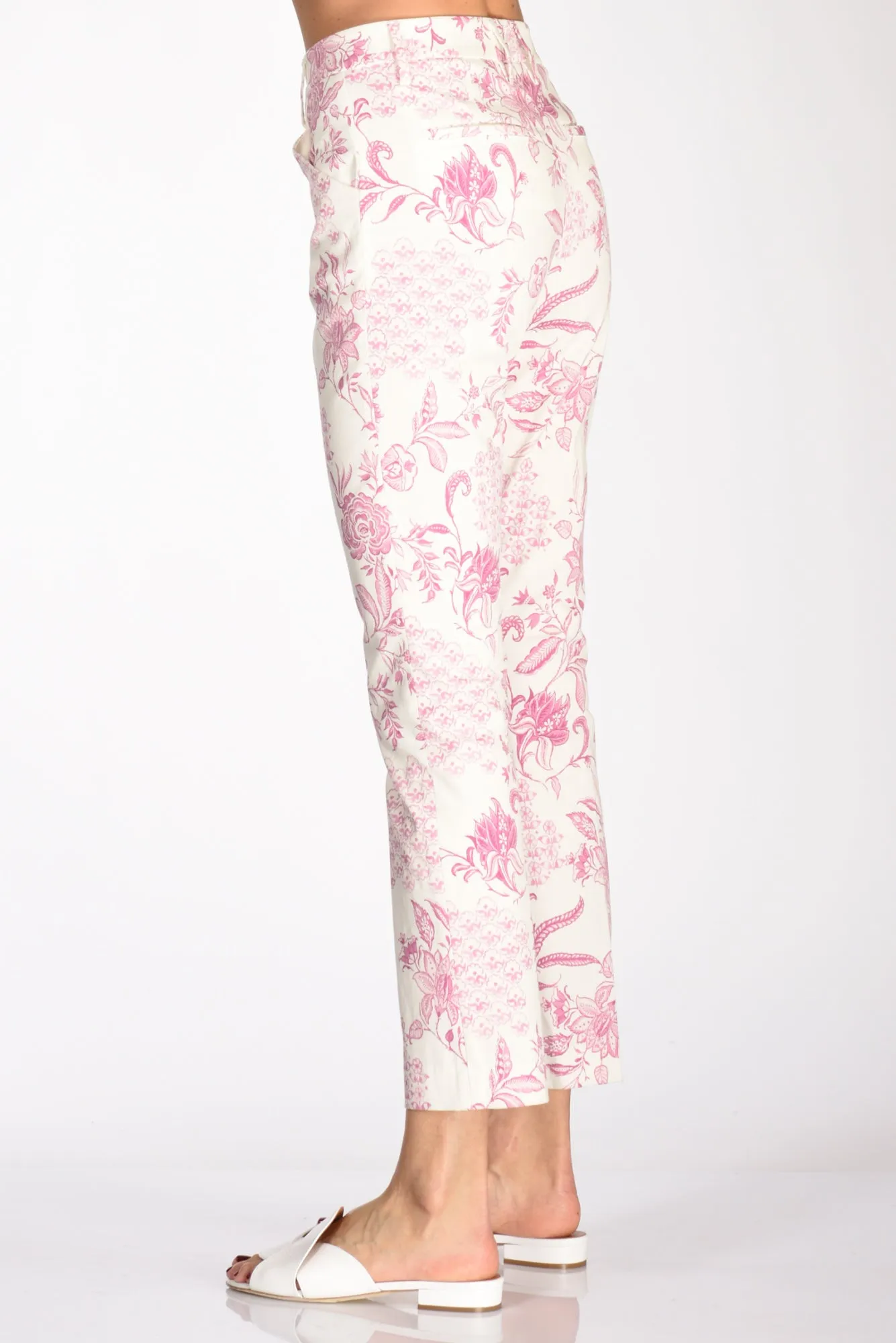 True Royal Pantalone Stampato Bianco/rosa Donna